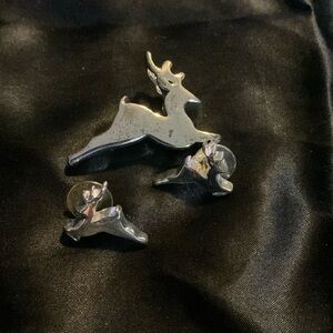 Christmas Reindeer Silver Tone